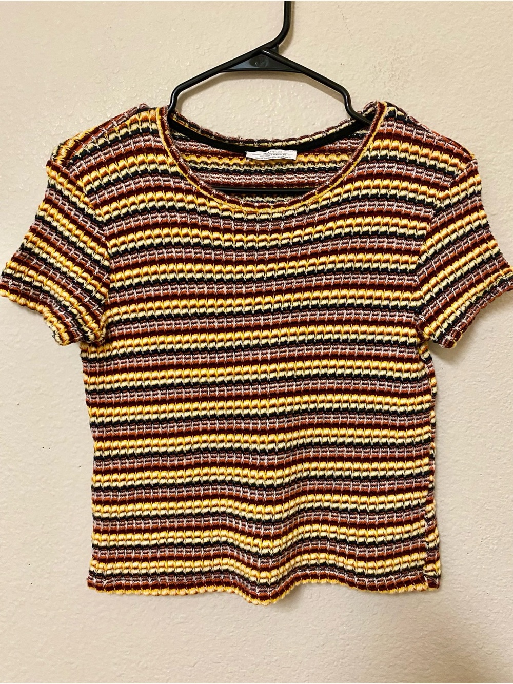 Zara Trafaluc Striped Knit Short-Sleeve Top - Size Medium